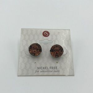 Nickel Free Fake Brown Diamond Earrings